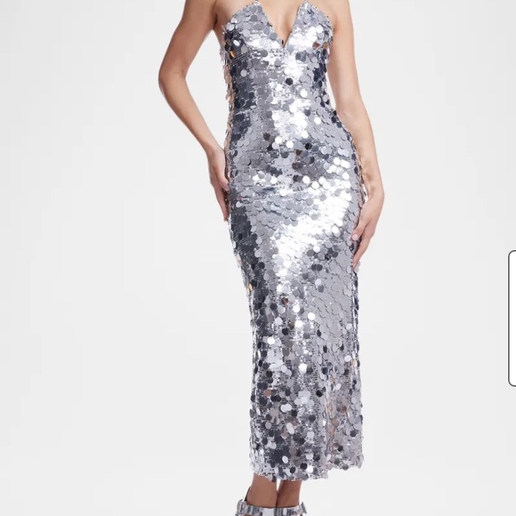 Dress the population the black label Perla Strapless Sequin Midi Dress SMALL - Picture 1 of 3